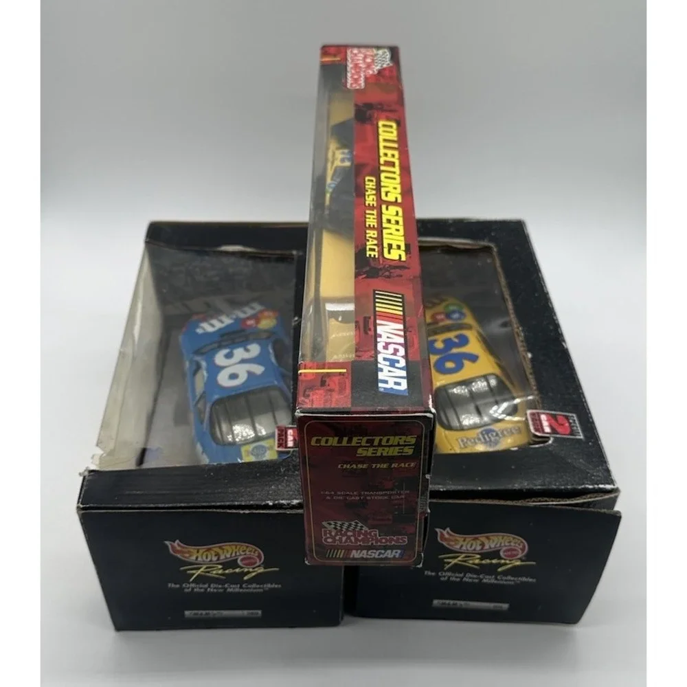 KEN SCHRADER #36 M&M'S NASCAR LOT TRANSPORTER & CARS W/MATCHING MINIS